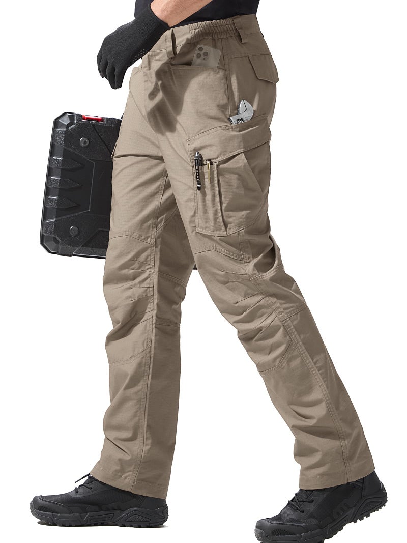 FREE SOLDIER Men's Tactical Pants Water Resistant Ripstop Cargo Work Lightweight EDC Hiking Pants with Multi Pocketsï¼ˆKhaki34Wx32Lï¼‰ - Image 1